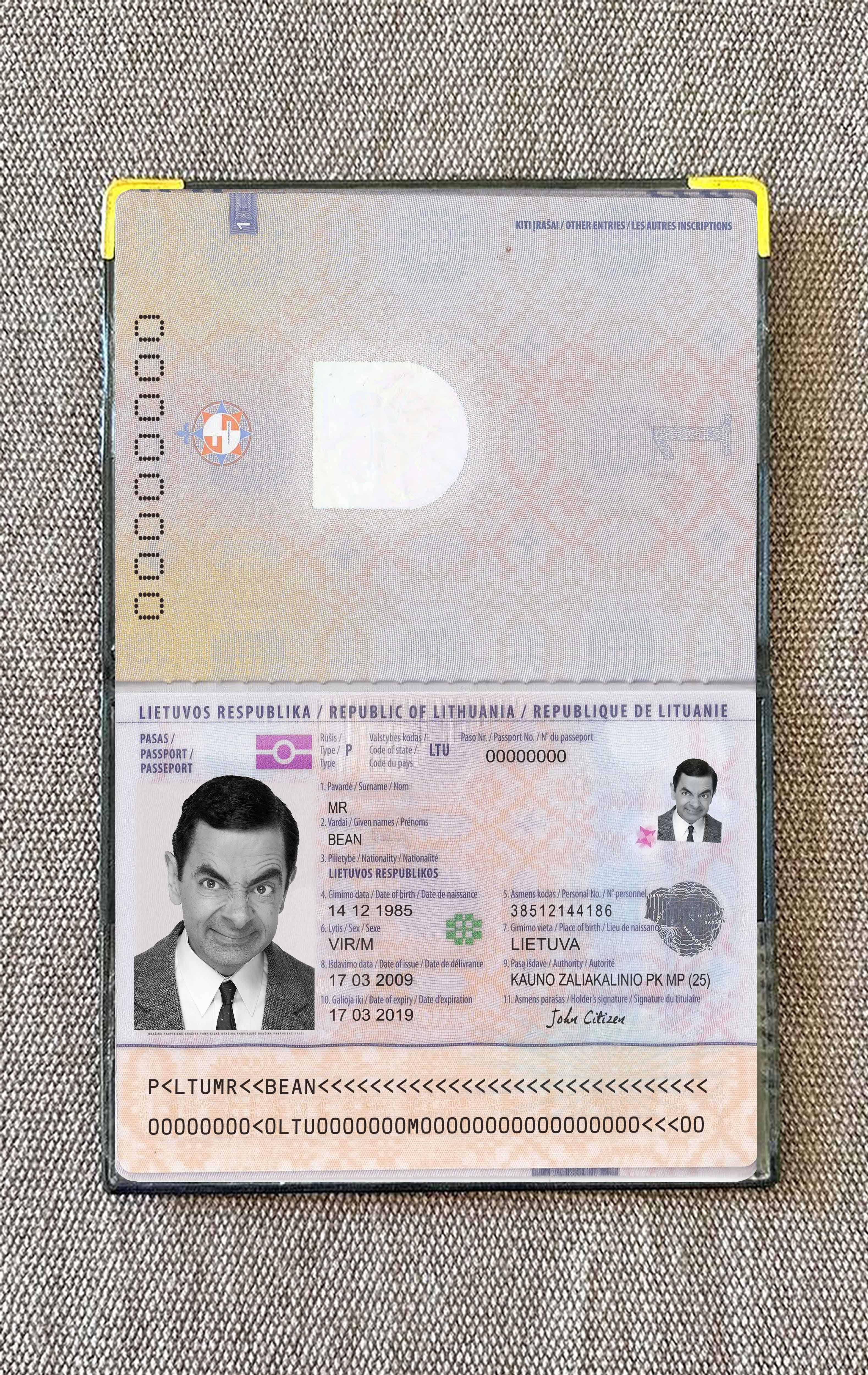 Lithuania passport photo look PSD template